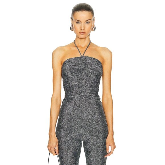 Alexandre Vauthier Tops - Alexandre Vauthier Halter Top in Silver 34 New Womens Metallic Glitter Jersey